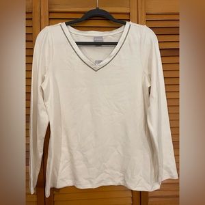 Chicos size 1 (m) white v neck sweater